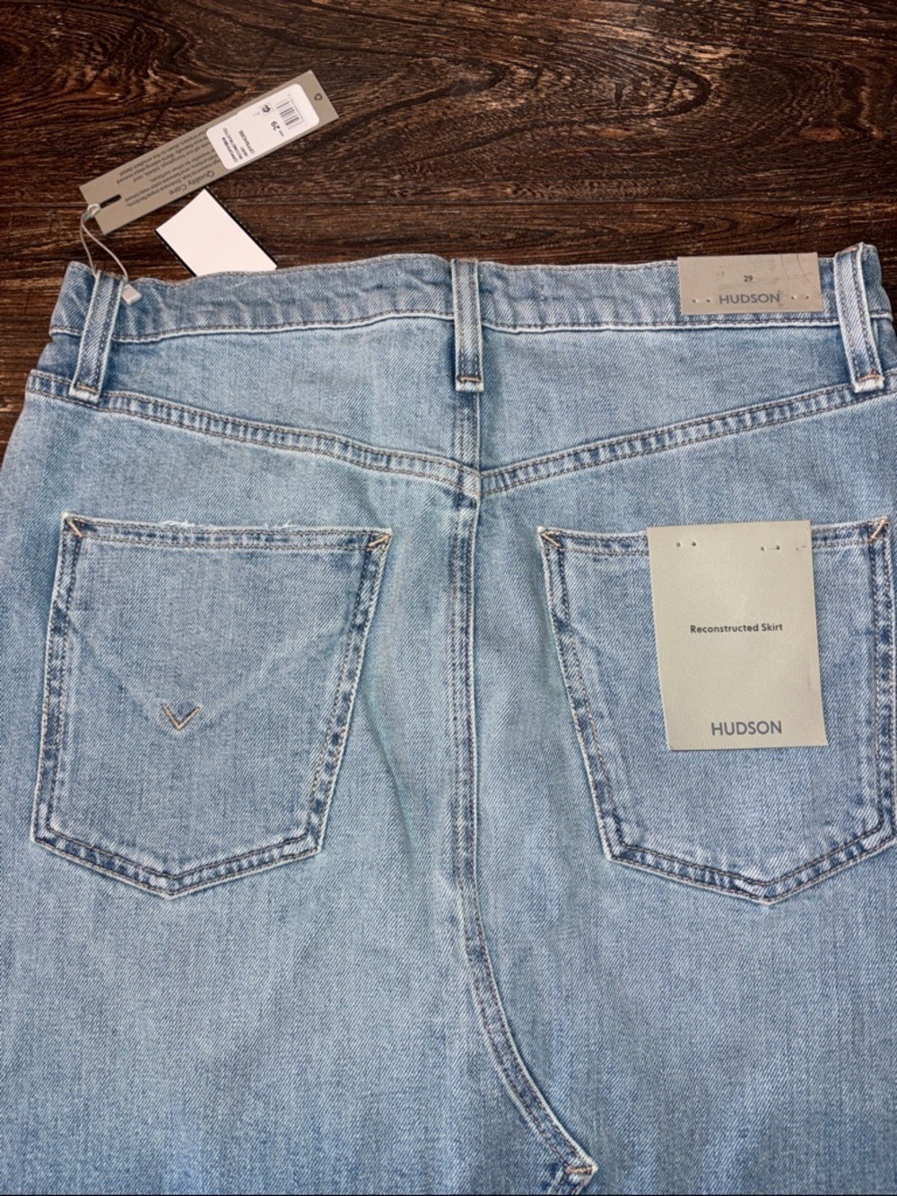 Hudson Reconstructed Midi Denim Skirt Off Shore Size 29 NWT - Picture 3 of 8